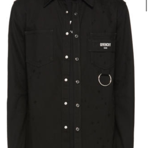 Givenchy Black Distressed Denim Shirt